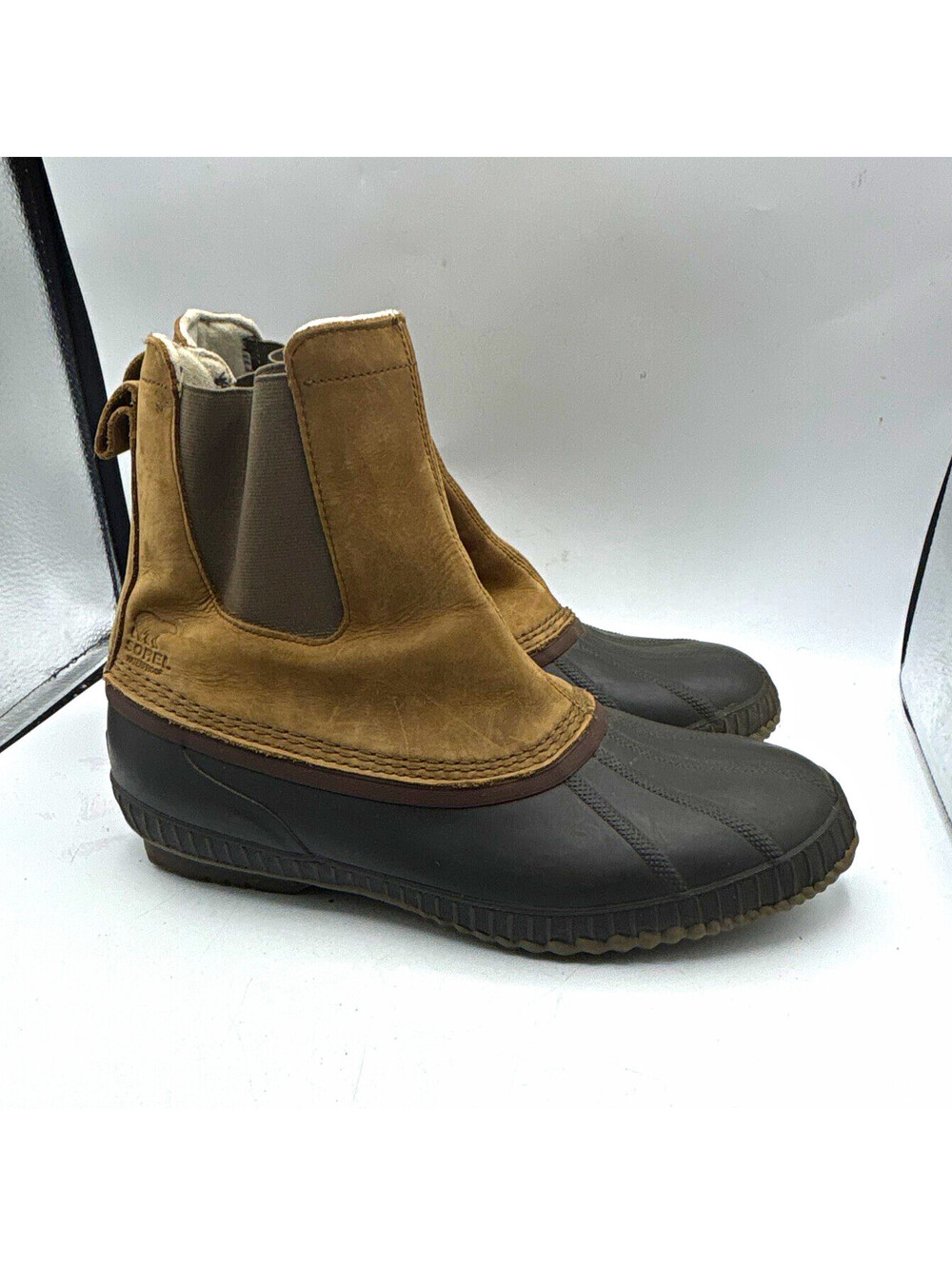 Sorel Men’s Waterproof Duck Chelsea Pull-On Ankle Boots Brown/Black Size 14